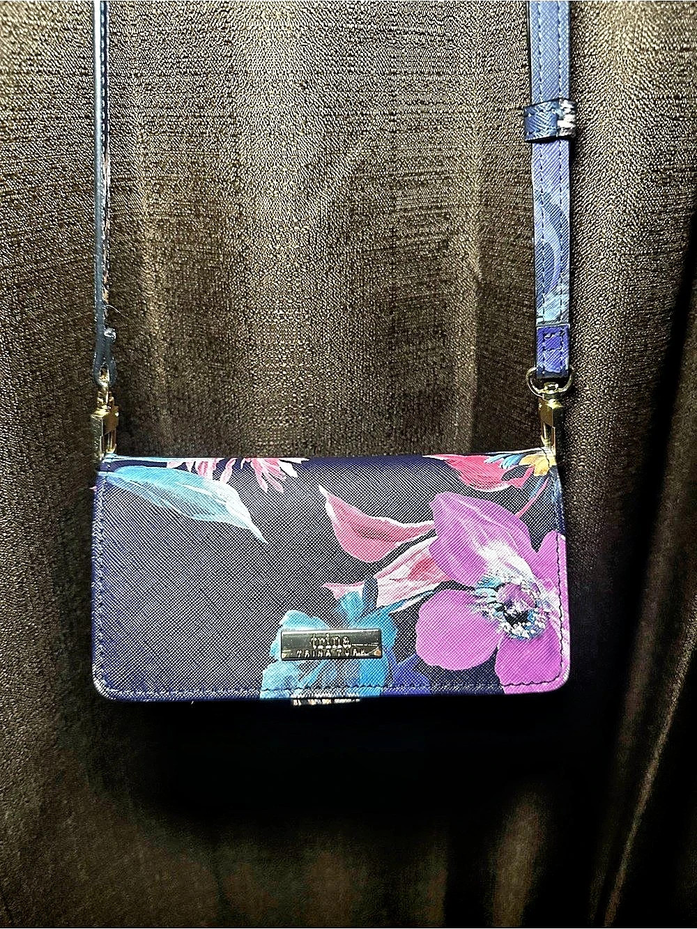 Trina Turk Floral Crossbody Bag in Purple & Pink Like New